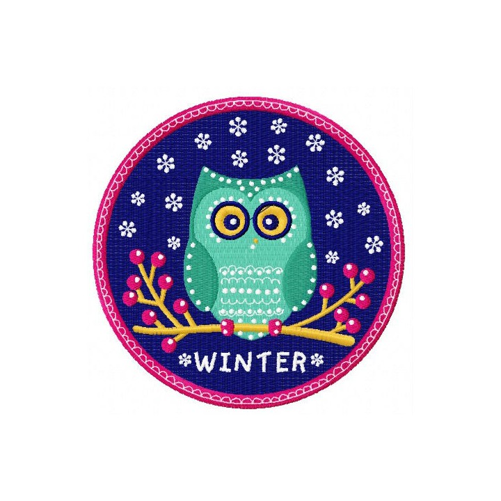 Winter owl embroidery design - Embroidery Design