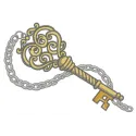Vintage key embroidery design showcasing intricate stitching patterns, perfect for embellishing tote bags or hoodies.
