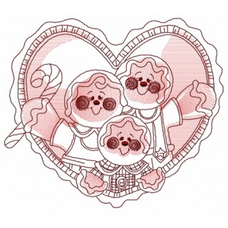 Gingerbread family 5 embroidery design - Embroidery Design