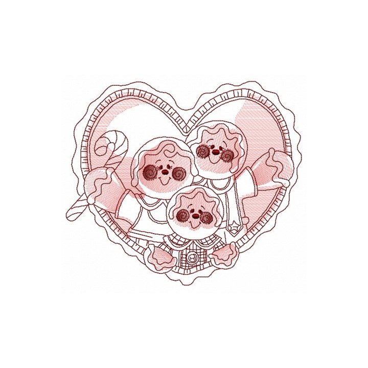 Gingerbread family 5 embroidery design - Embroidery Design