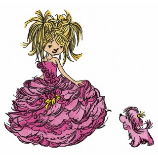 Girl in a luxurious dress embroidery design - Embroidery Design