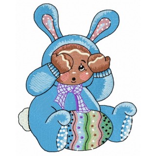 Gingerbread boy in bunny costume embroidery design - Embroidery Design
