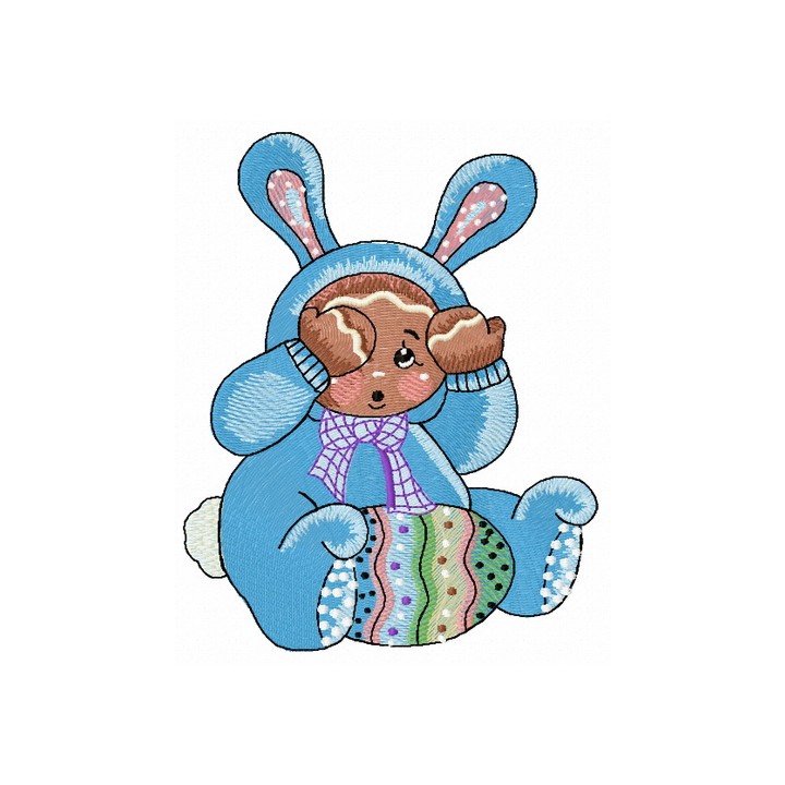 Gingerbread boy in bunny costume embroidery design - Embroidery Design