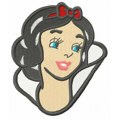 Young Snow White embroidery design featuring a whimsical character ready for stitching on various fabric items.