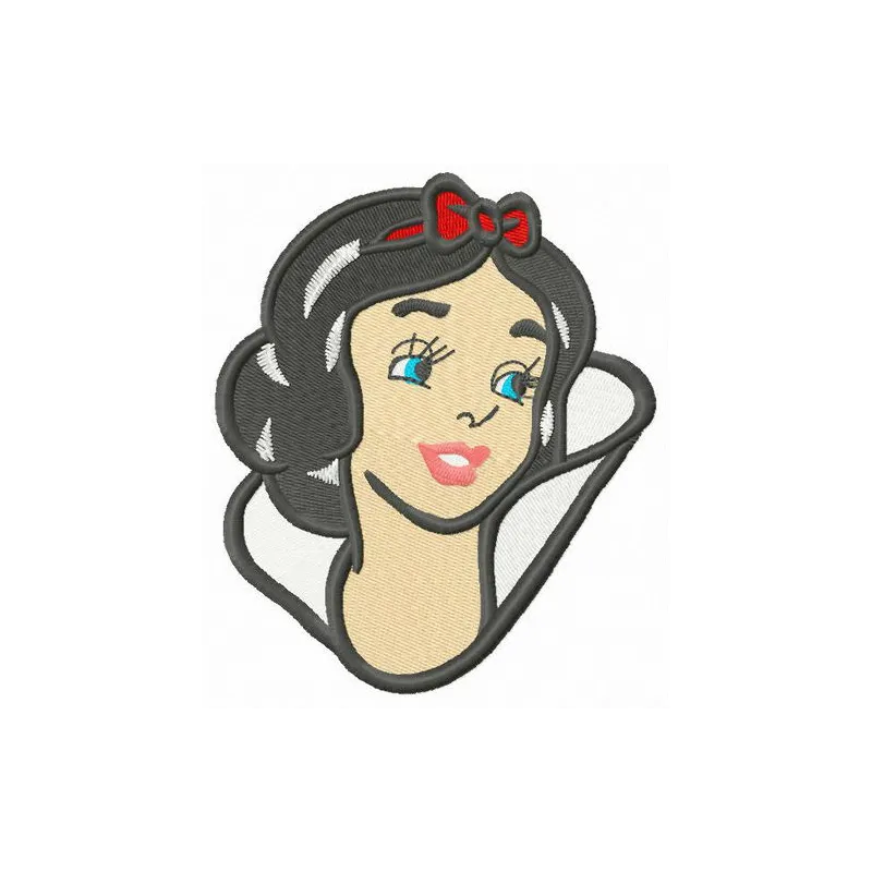 Young Snow White embroidery design featuring a whimsical character ready for stitching on various fabric items.