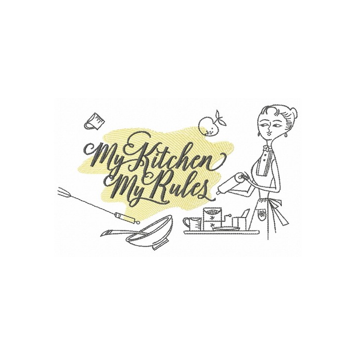 My kitchen my rules embroidery design - Embroidery Design