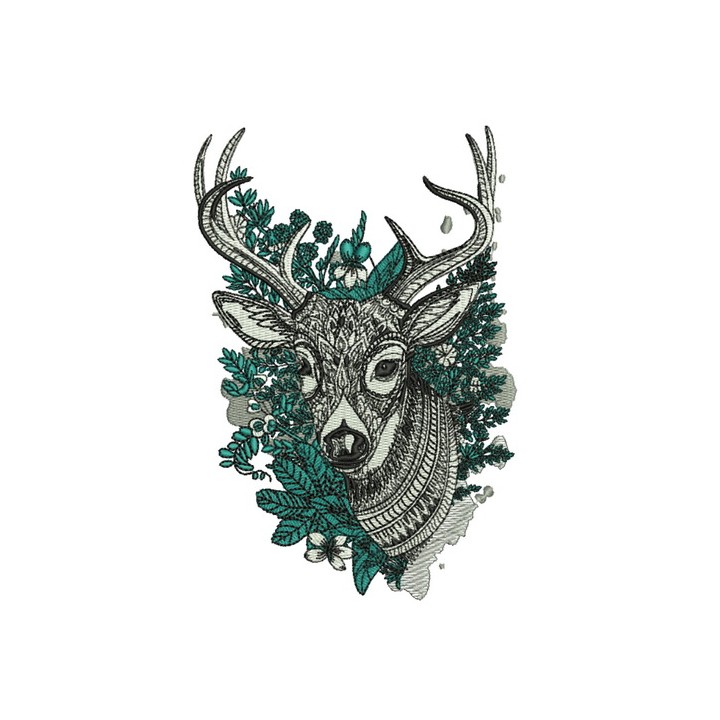Mosaic deer embroidery design - Embroidery Design