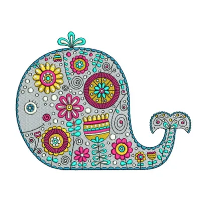 Whale 3 embroidery design featuring a charming sea life motif, perfect for embellishing t-shirts and towels.