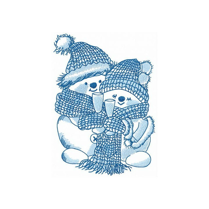 Couple of snowmen embroidery design - Embroidery Design