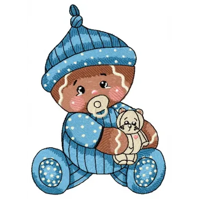 Gingerbread boy embroidery design showcasing a cute, festive stitched motif for holiday projects.