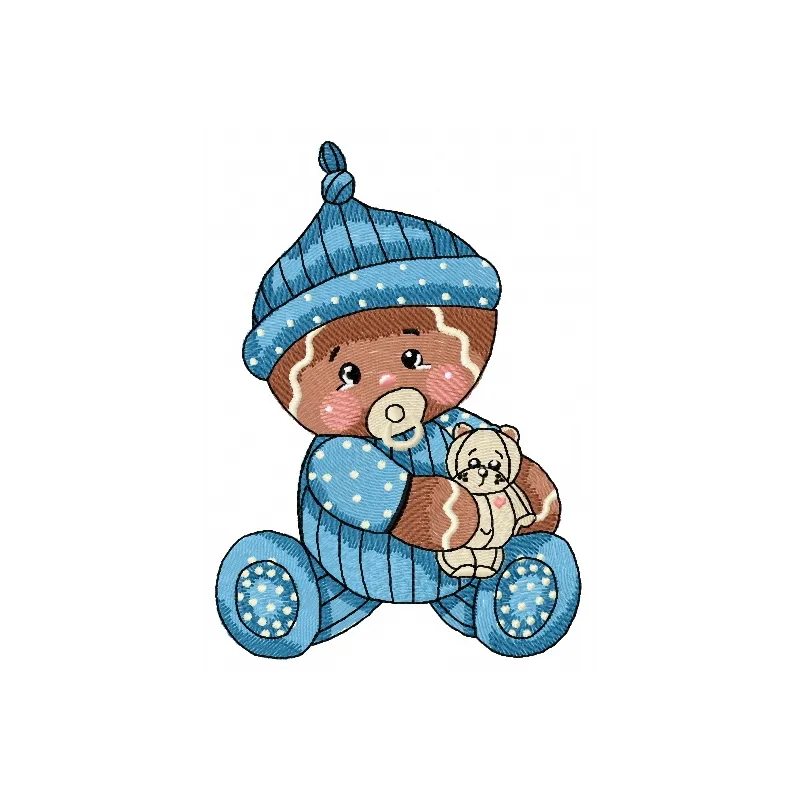 Gingerbread boy embroidery design showcasing a cute, festive stitched motif for holiday projects.