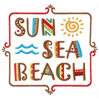 Sun, sea, beach embroidery design - Embroidery Design