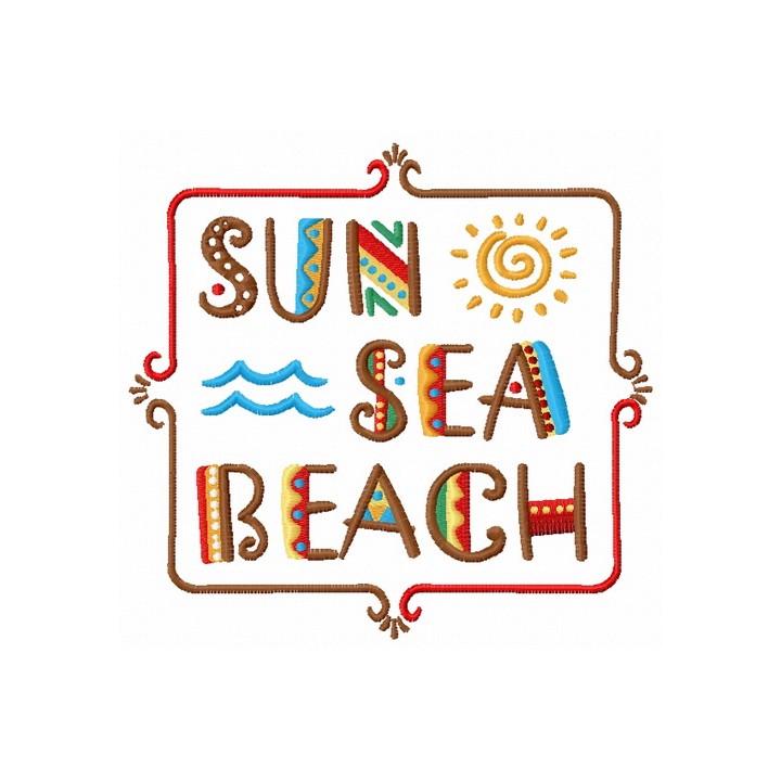 Sun, sea, beach embroidery design - Embroidery Design
