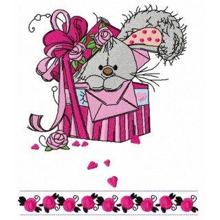 Bunny in the box embroidery design - Embroidery Design