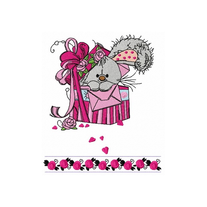 Bunny in the box embroidery design - Embroidery Design