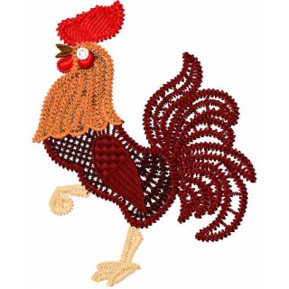 Dark red rooster embroidery design - Embroidery Design