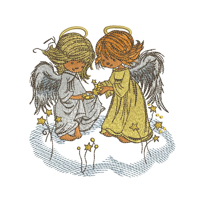 Preview of the 'Stars for Angels' embroidery design featuring delicate angel motifs and star accents.