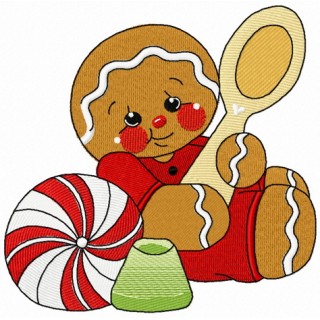 Tea time for gingerbread man 2 embroidery design - Embroidery Design