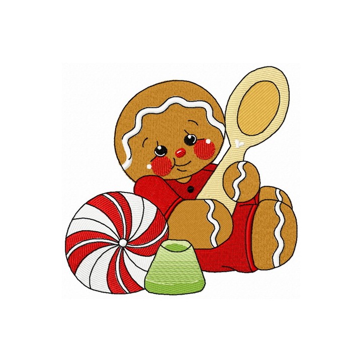 Tea time for gingerbread man 2 embroidery design - Embroidery Design