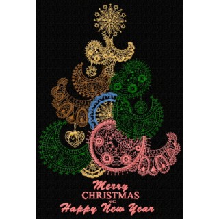 Original Christmas tree embroidery design - Embroidery Design