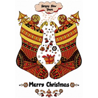 Christmas sock 7 embroidery design - Embroidery Design