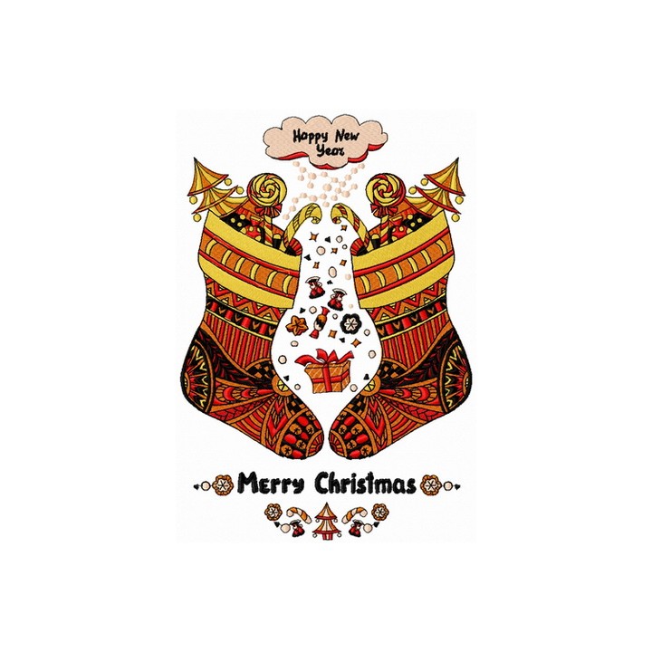 Christmas sock 7 embroidery design - Embroidery Design