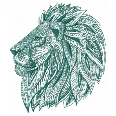 Mosaic lion 3 embroidery design preview showcasing a vibrant and artistic lion motif for stitching projects.