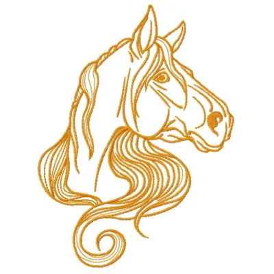Preview of a distrustful horse embroidery design showcasing intricate stitching details suitable for various projects.