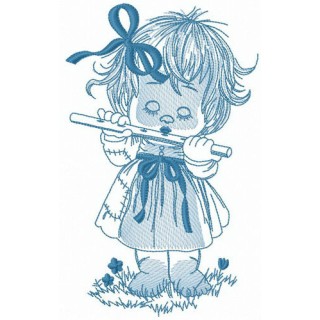 Playing woodwind instrument embroidery design - Embroidery Design