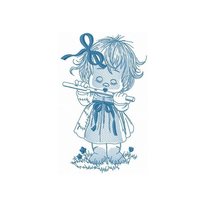 Playing woodwind instrument embroidery design - Embroidery Design