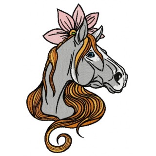 Horse with lotus flower 2 embroidery design - Embroidery Design