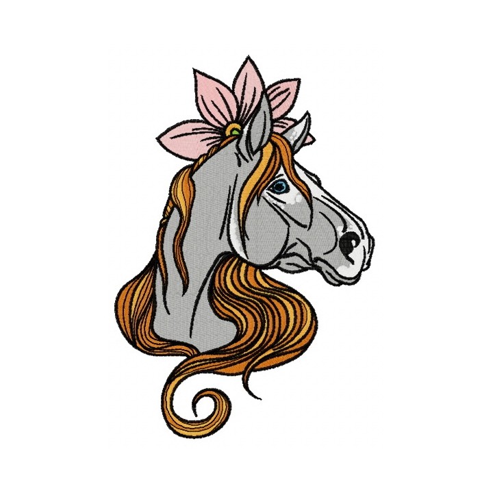 Horse with lotus flower 2 embroidery design - Embroidery Design