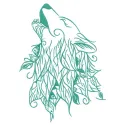 Howling wolf embroidery design showcasing a majestic wolf in a dynamic pose, ideal for stitching on apparel and home decor.