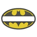 Batman oval monogram embroidery design featuring a classic logo, perfect for personalizing apparel and accessories.