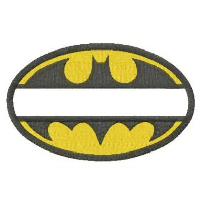 Batman oval monogram embroidery design featuring a classic logo, perfect for personalizing apparel and accessories.