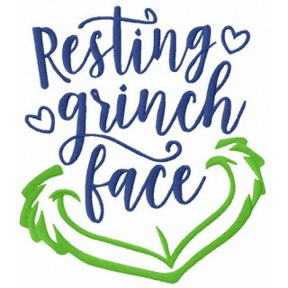 Resting Grinch face embroidery design - Embroidery Design