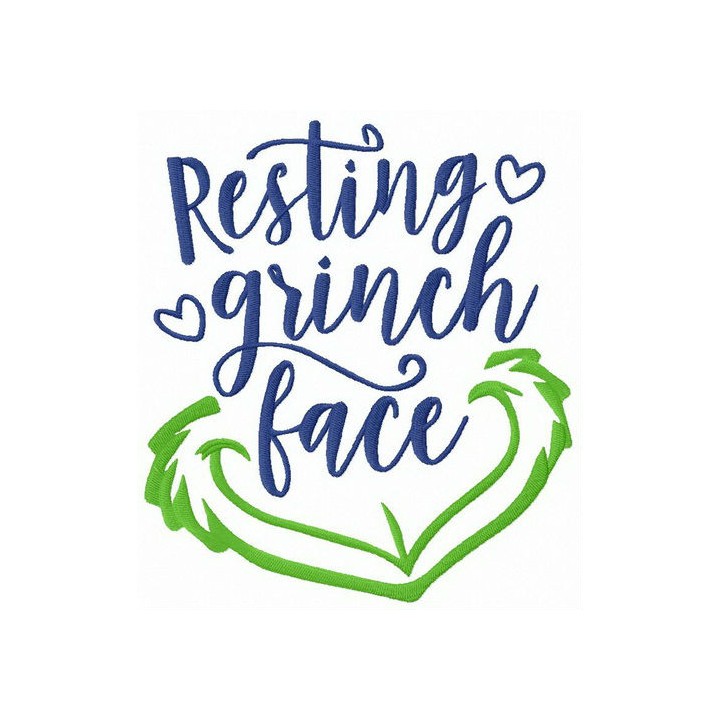 Resting Grinch face embroidery design - Embroidery Design