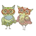Glamorous owl party embroidery design showcasing a whimsical owl motif, perfect for festive projects.