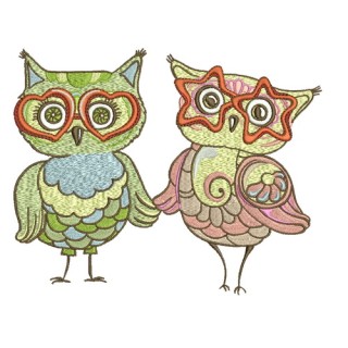 Glamorous owl party embroidery design - Embroidery Design