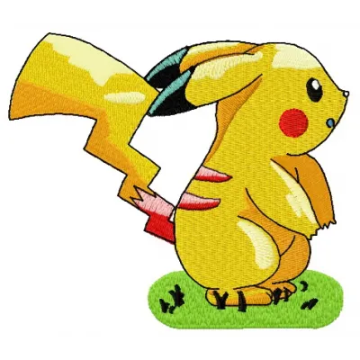 Pikachu 8 embroidery design featuring a cute Pokemon character, perfect for stitching on apparel and accessories.