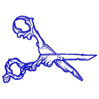 Gothic scissors 4 embroidery design featuring intricate details, ideal for crafting unique projects.