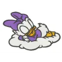 Daisy Duck peacefully sleeping on a fluffy cloud embroidery design for crafting and stitching projects.