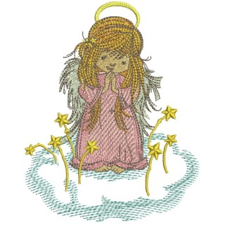 Praying angel embroidery design - Embroidery Design