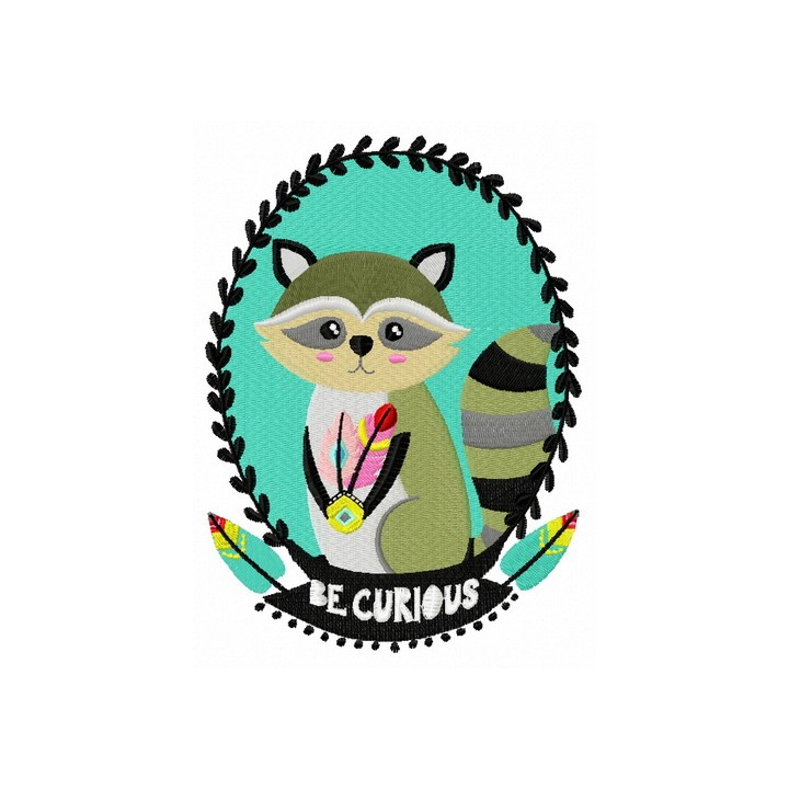 Curious raccoon embroidery design - Embroidery Design