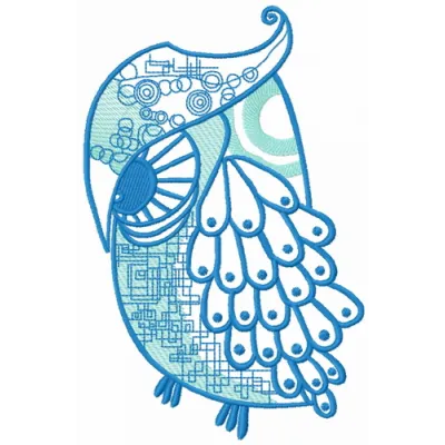 Grouchy owl embroidery design featuring a whimsical owl motif suitable for various fabric projects.