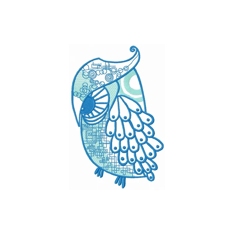 Grouchy owl embroidery design featuring a whimsical owl motif suitable for various fabric projects.