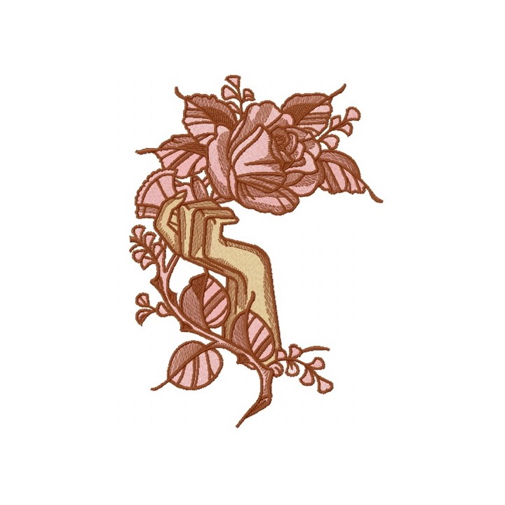 Hand holding rose embroidery design - Embroidery Design