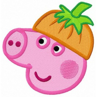 Pig in pumpkin hat embroidery design - Embroidery Design