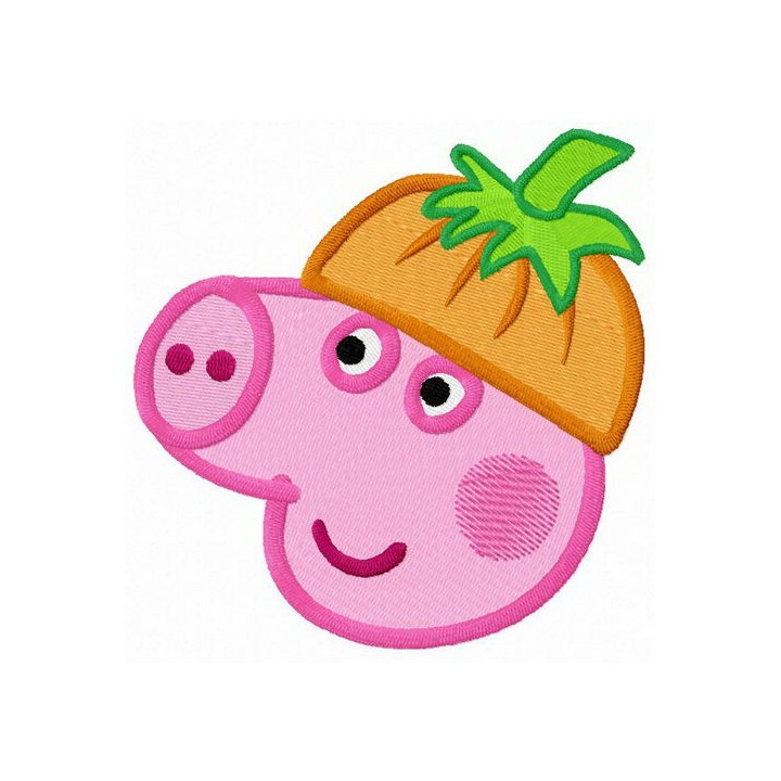 Pig in pumpkin hat embroidery design - Embroidery Design