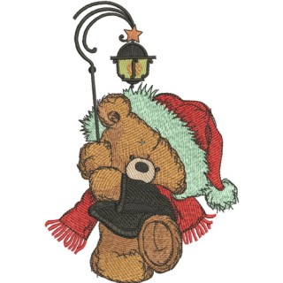 Teddy bear with lantern embroidery design - Embroidery Design